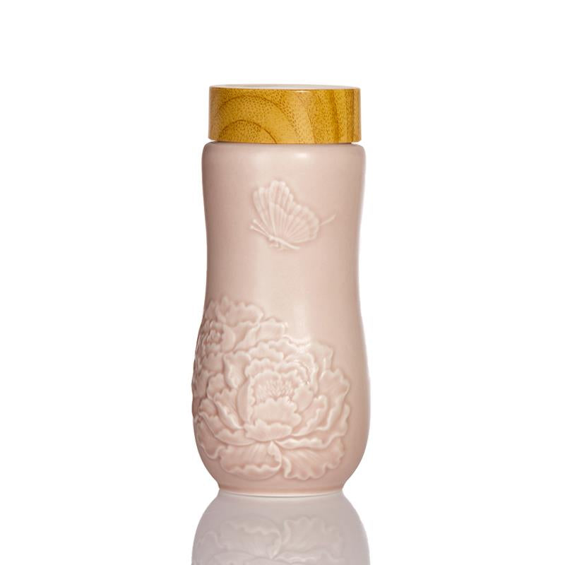 Golden Age Peony Ceramic Tea Tumbler-0