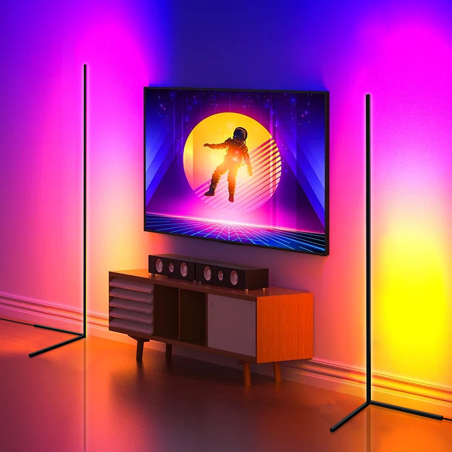 2 PACKS - RGB Corner Floor Lamp, Minimalist LED Lamp-1