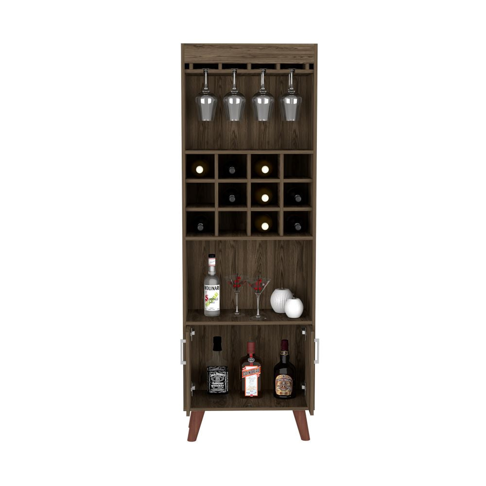 Bar Cabinet Bull, Twelve Wine Cubbies, Rack, Dark Walnut Finish-4