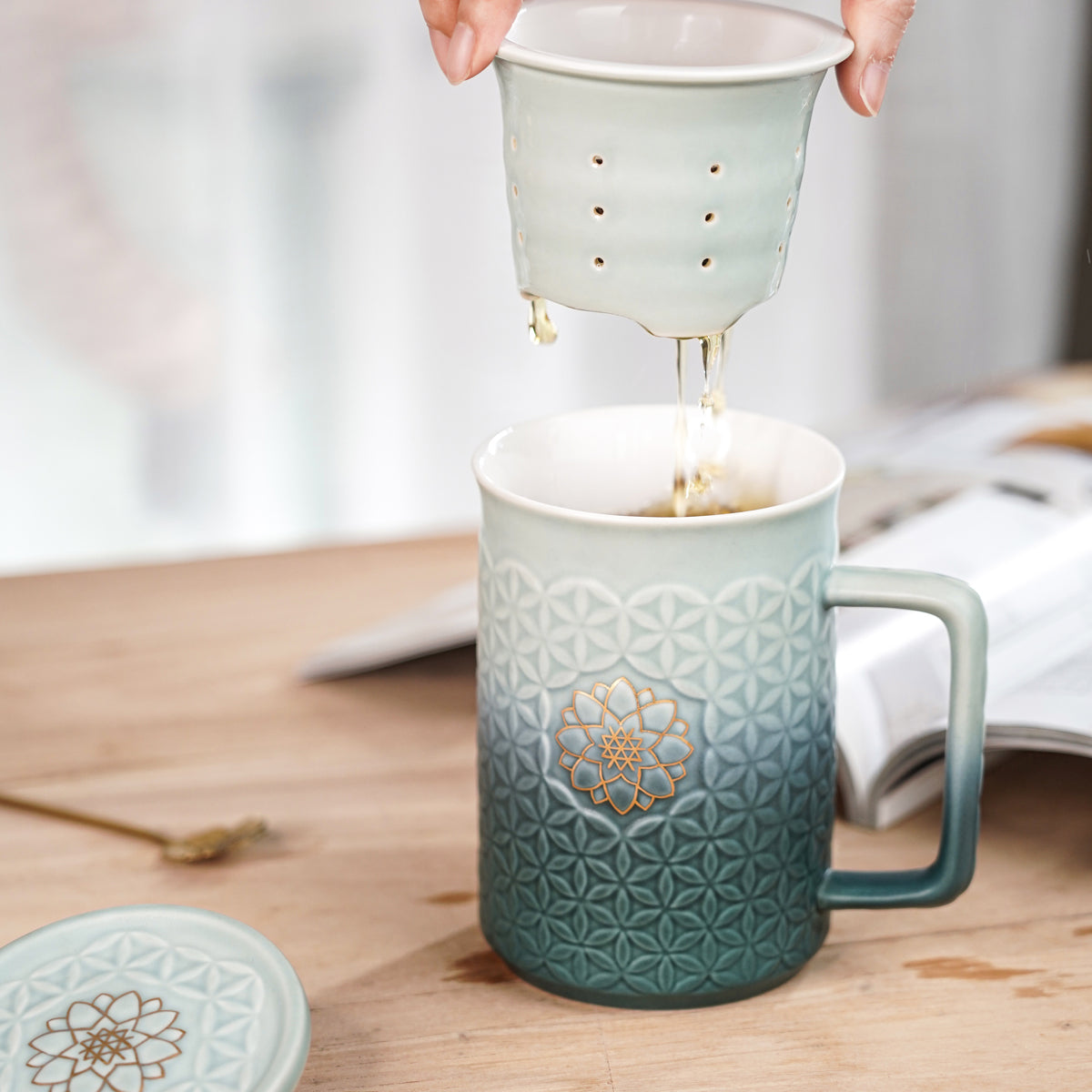 Flower of Life 3-in-1 Tea Mug with Infuser-2