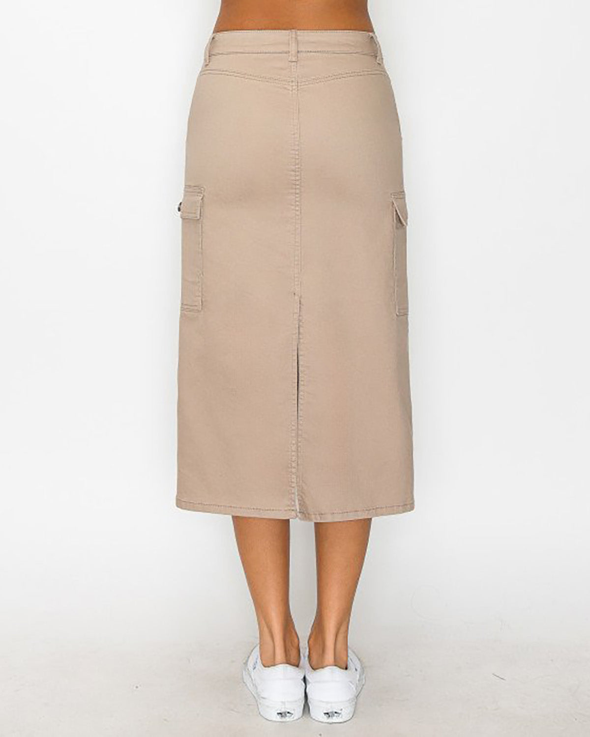 CARGO POCKET TWILL MAXI SKIRT-3