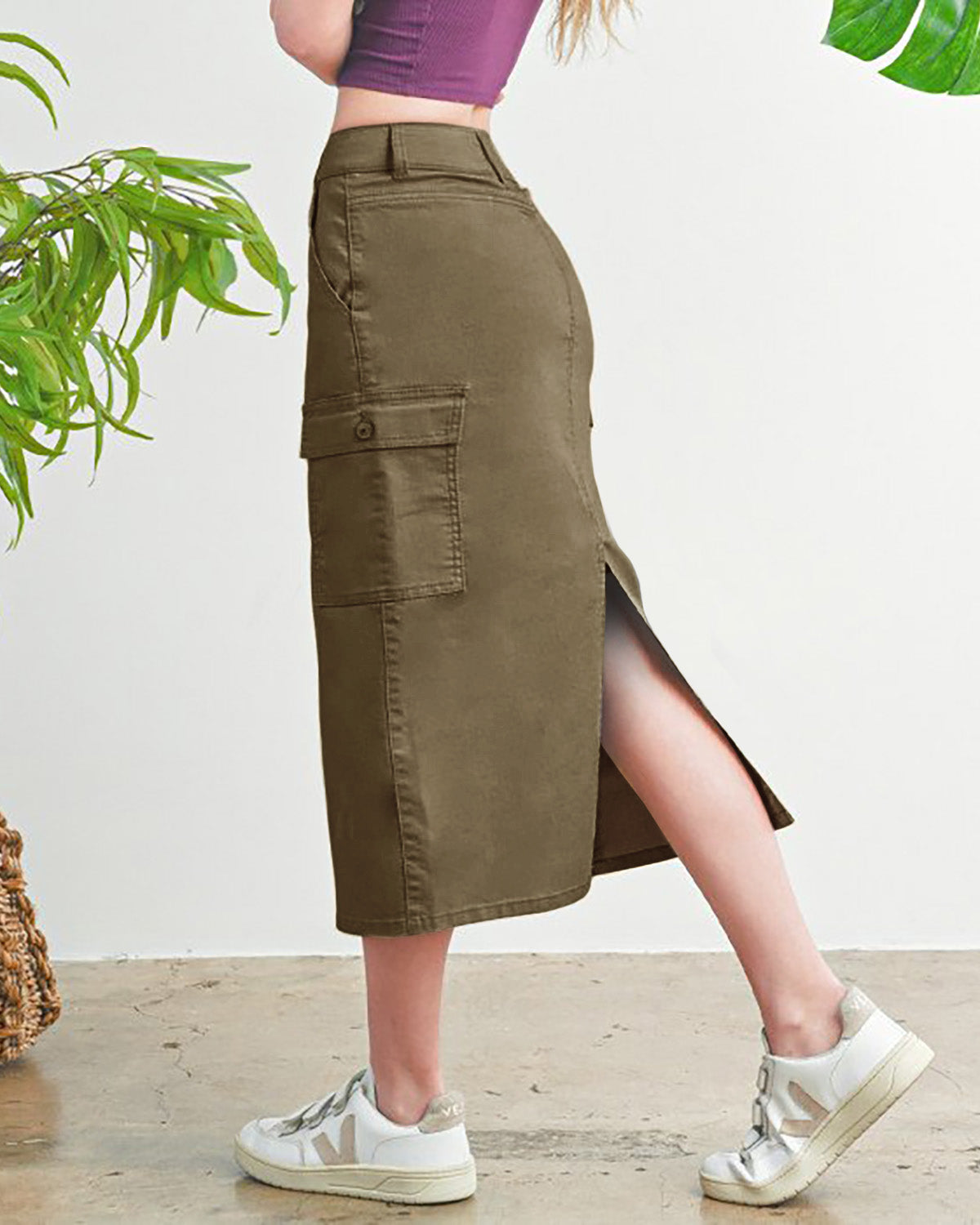 CARGO POCKET TWILL MAXI SKIRT-1