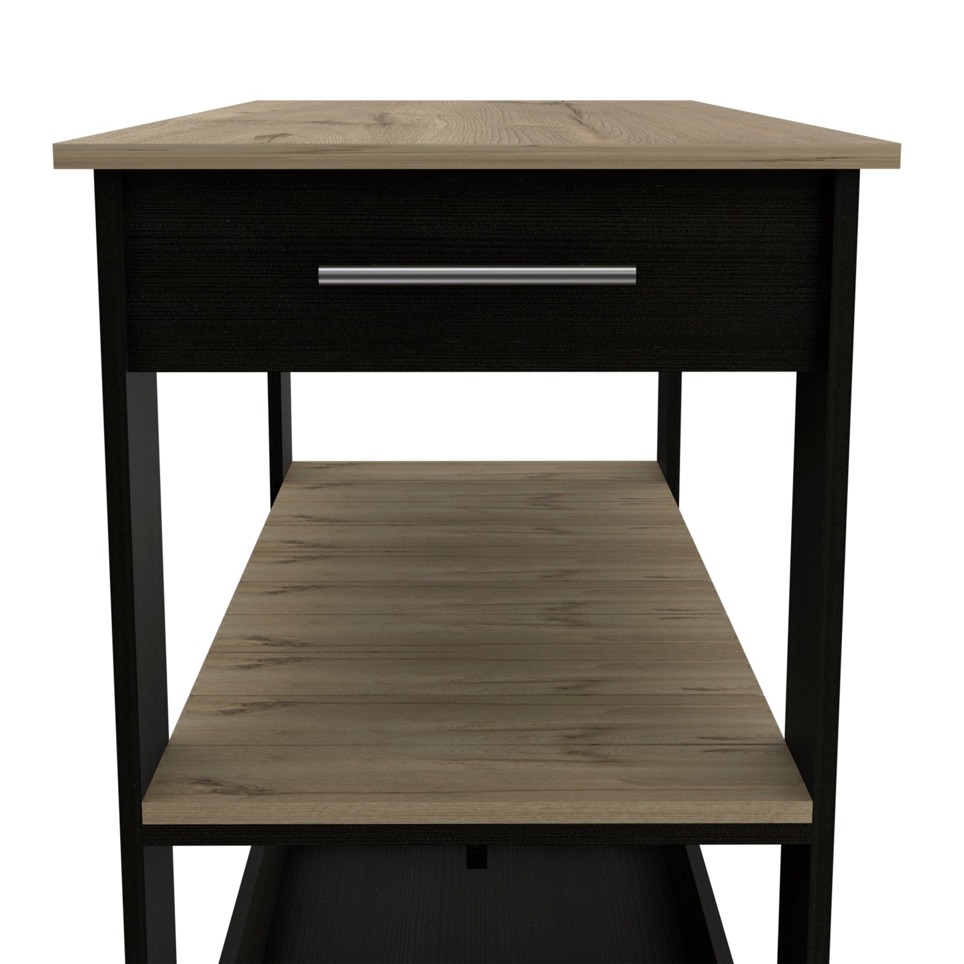 Kitchen Island 46 Inches Dozza, Two Drawers, Black Wengue / Light Oak Finish-3