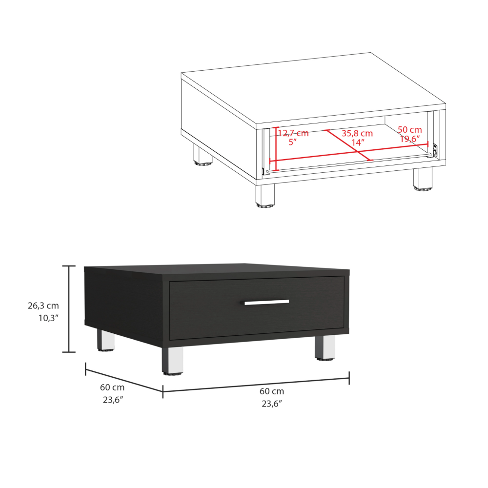 Coffee Table Albuquerque, One Drawer, Black Wengue Finish-4