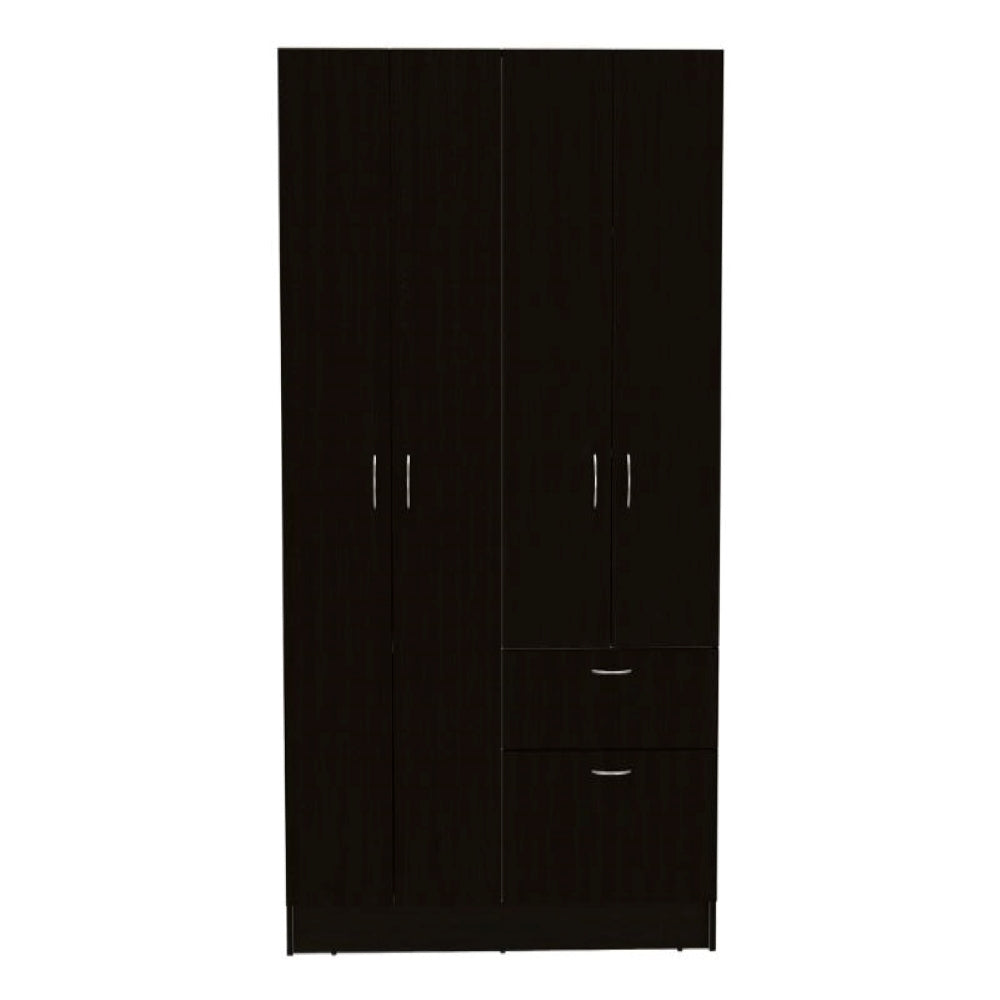 Double Door Armoire Alpes, One Drawer, Black Wengue / White Finish-4