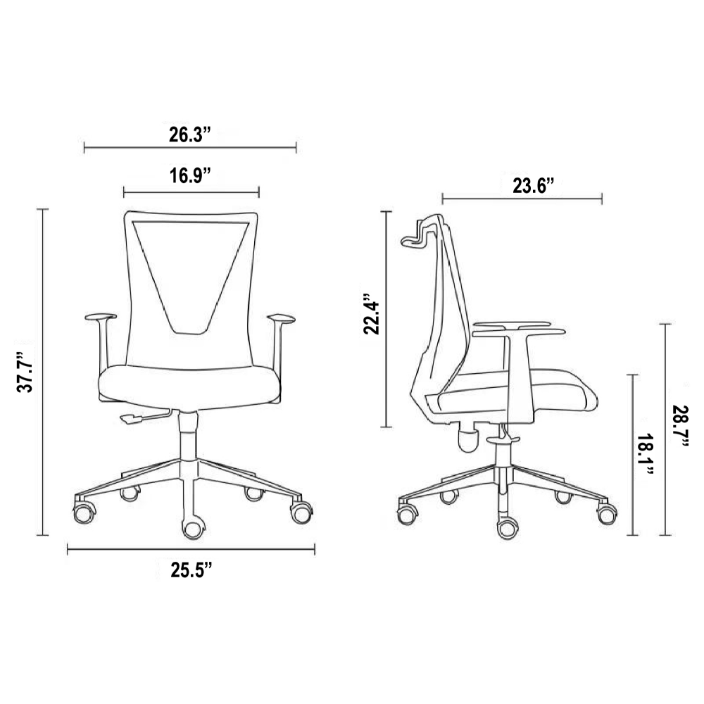 Office Chair Armin, Nylon Base Black, Fixed Armrest, Black Wengue/ Smoke Finish-3