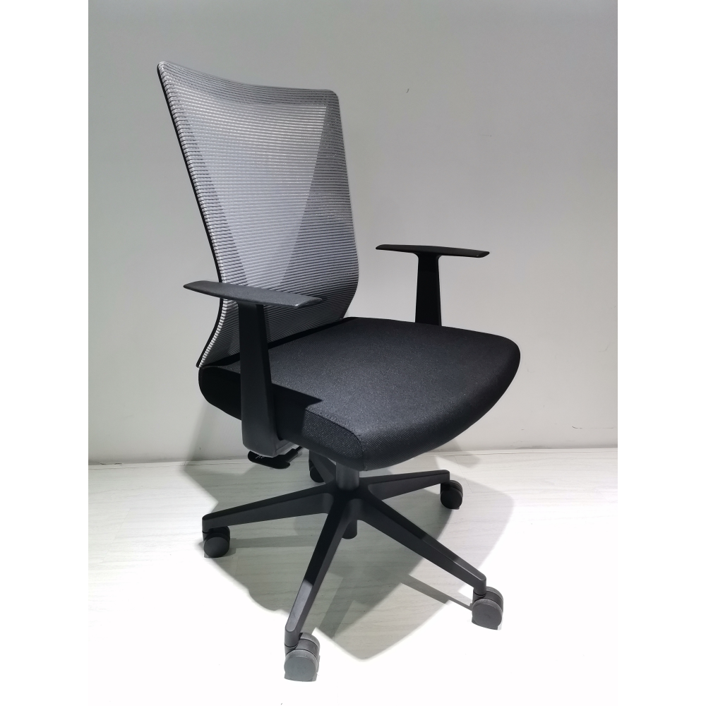 Office Chair Armin, Nylon Base Black, Fixed Armrest, Black Wengue/ Smoke Finish-1