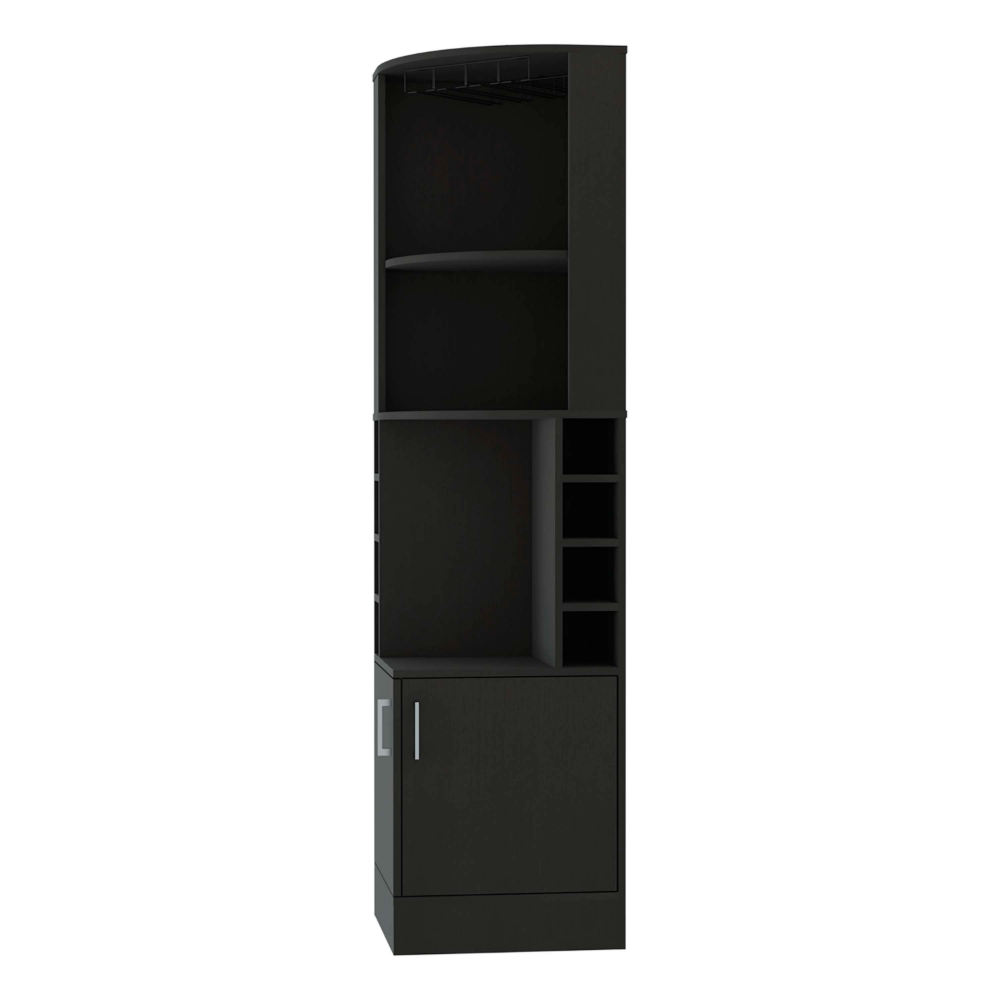 Corner Bar Cabinet Atanasio, 8 Wine Cubbies, Double Door, Black Wengue Finish-3