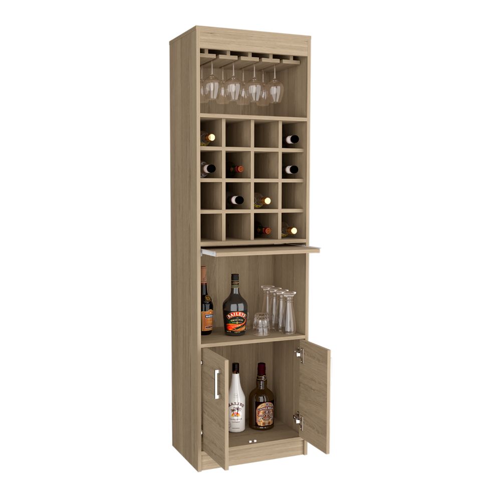 Bar Cabinet Atanasio, Rack, 16 Wine Cubbies, Light Pine Finish-4