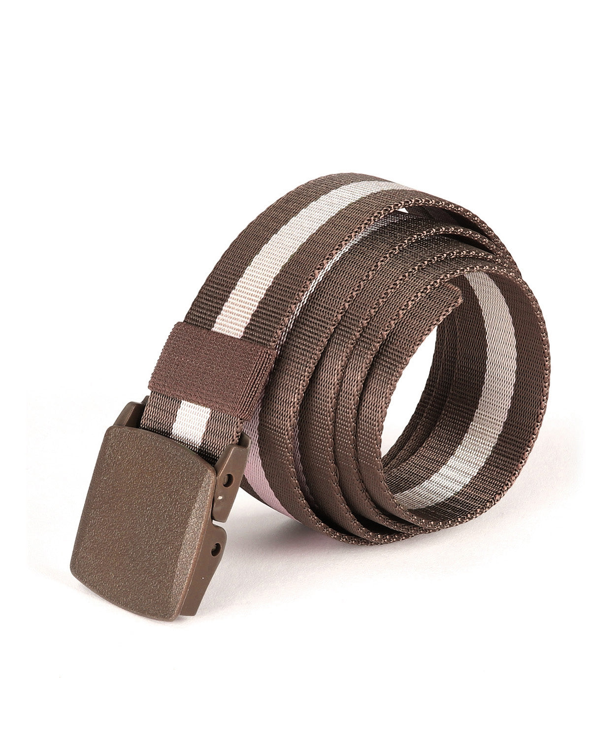 ZIMEGO Mens One Size Adjustable Strap Stripe Nylon Web Belt With Plastic Buckle-6