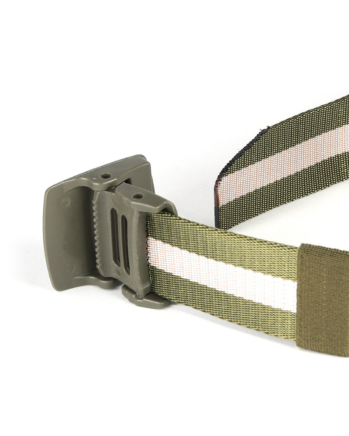 ZIMEGO Mens One Size Adjustable Strap Stripe Nylon Web Belt With Plastic Buckle-1