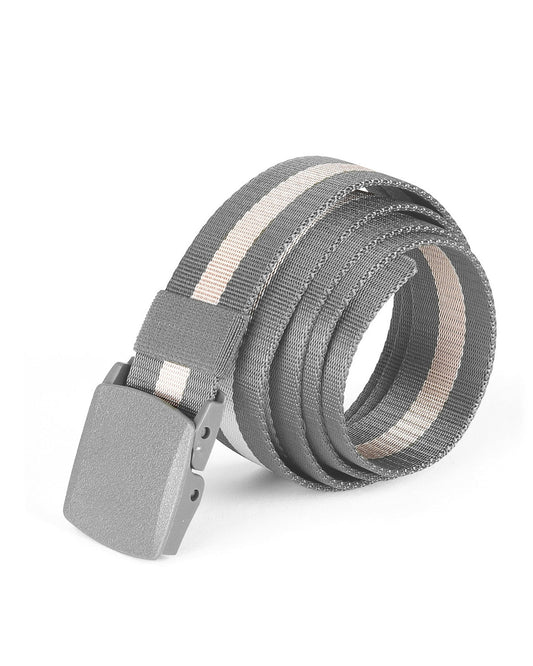 ZIMEGO Mens One Size Adjustable Strap Stripe Nylon Web Belt With Plastic Buckle-0