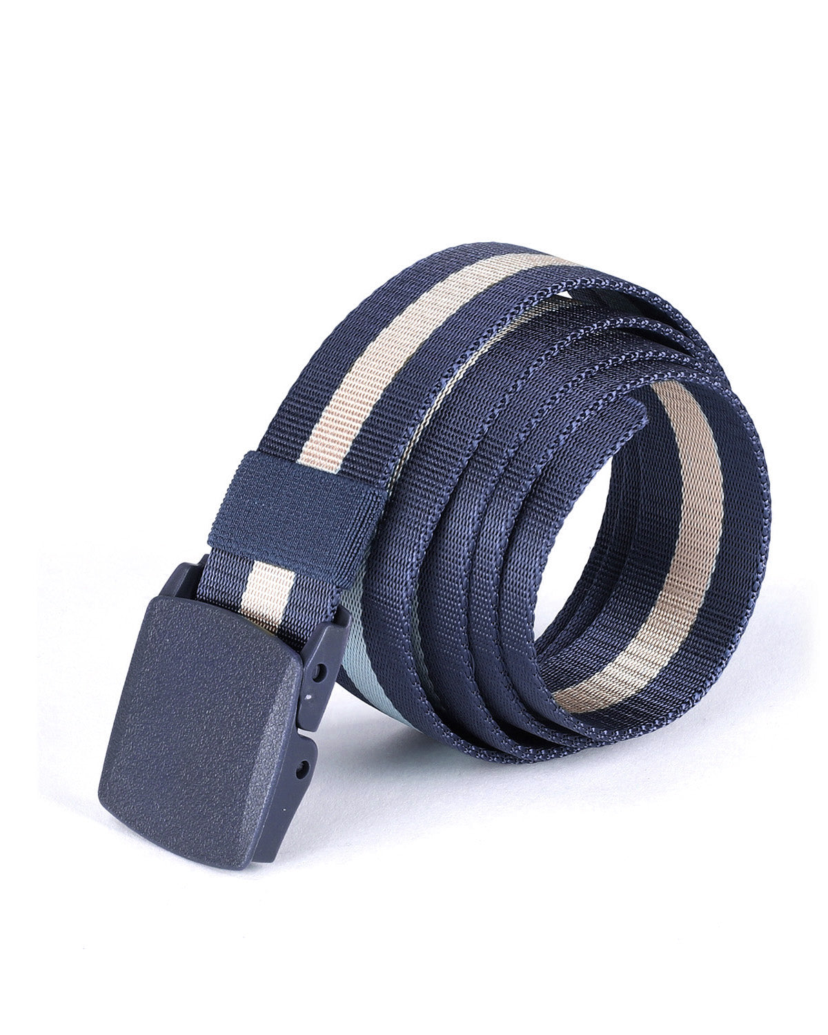 ZIMEGO Mens One Size Adjustable Strap Stripe Nylon Web Belt With Plastic Buckle-7