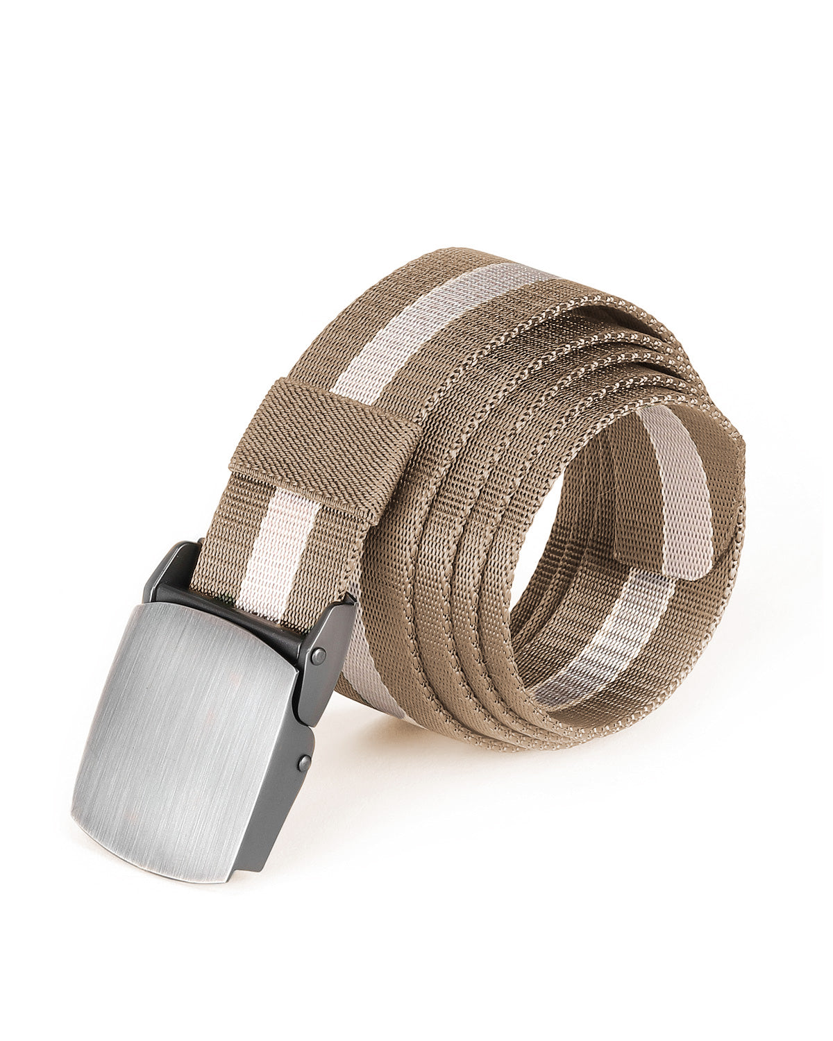 ZIMEGO Mens One Size Adjustable Strap Stripe Nylon Web Belt With Metal Buckle-8