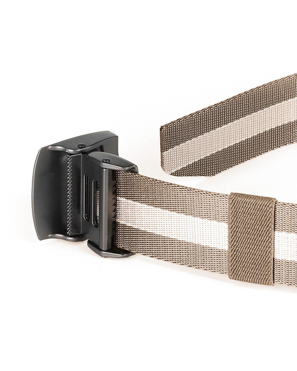 ZIMEGO Mens One Size Adjustable Strap Stripe Nylon Web Belt With Metal Buckle-1