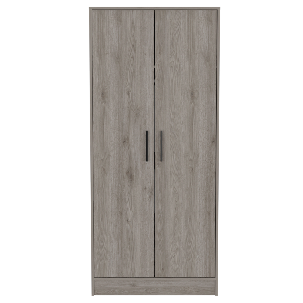 180 Armoire Beery, Double Door, Metal Rod, One Drawer, Light Gray Finish-3