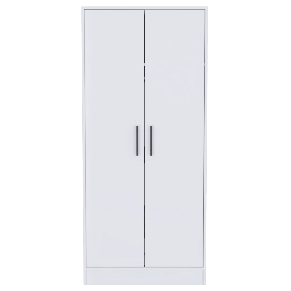 180 Armoire Beery, Double Door, Metal Rod, One Drawer, White Finish-3