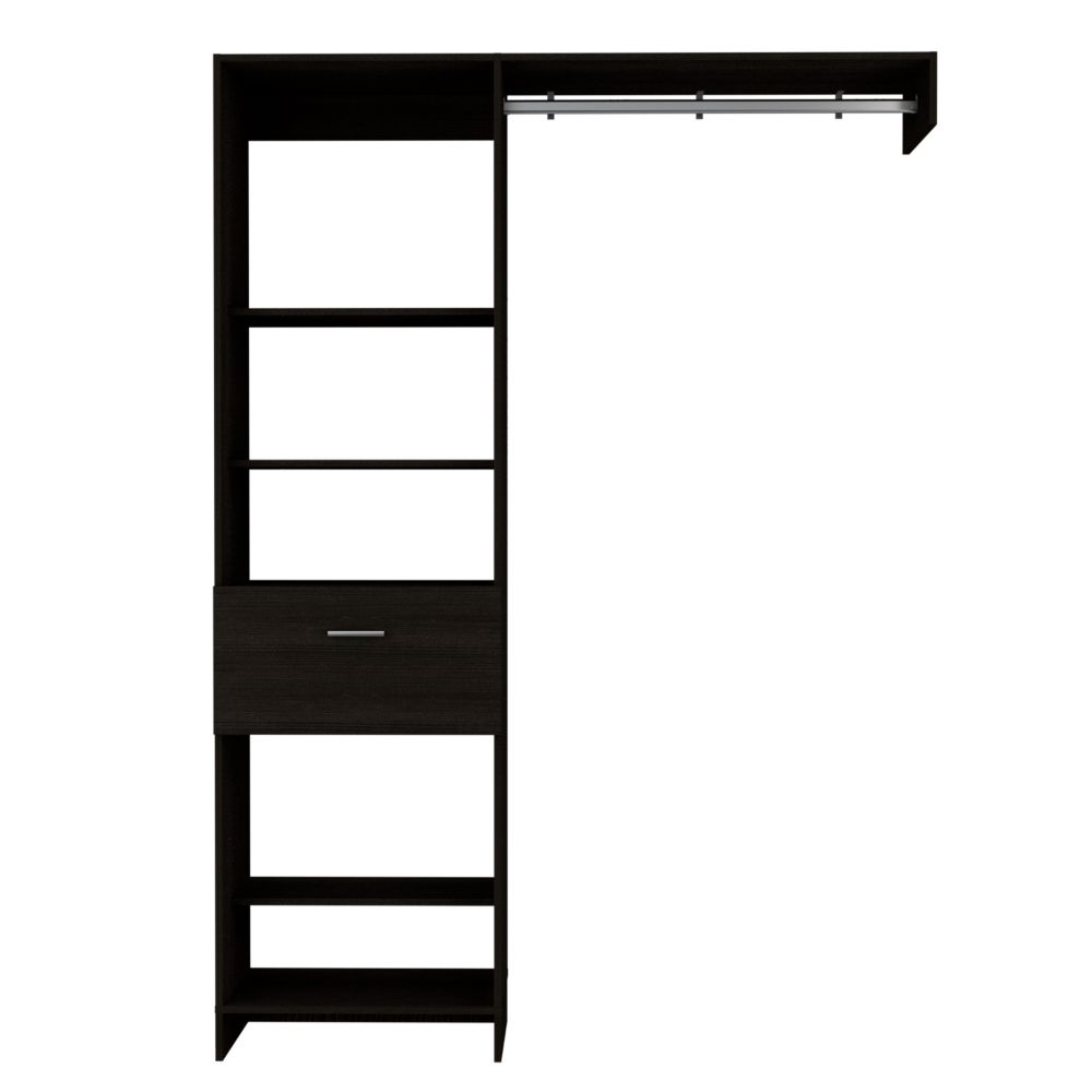 150 Closet System British, Metal Rod, One Drawer, Black Wengue Finish-3