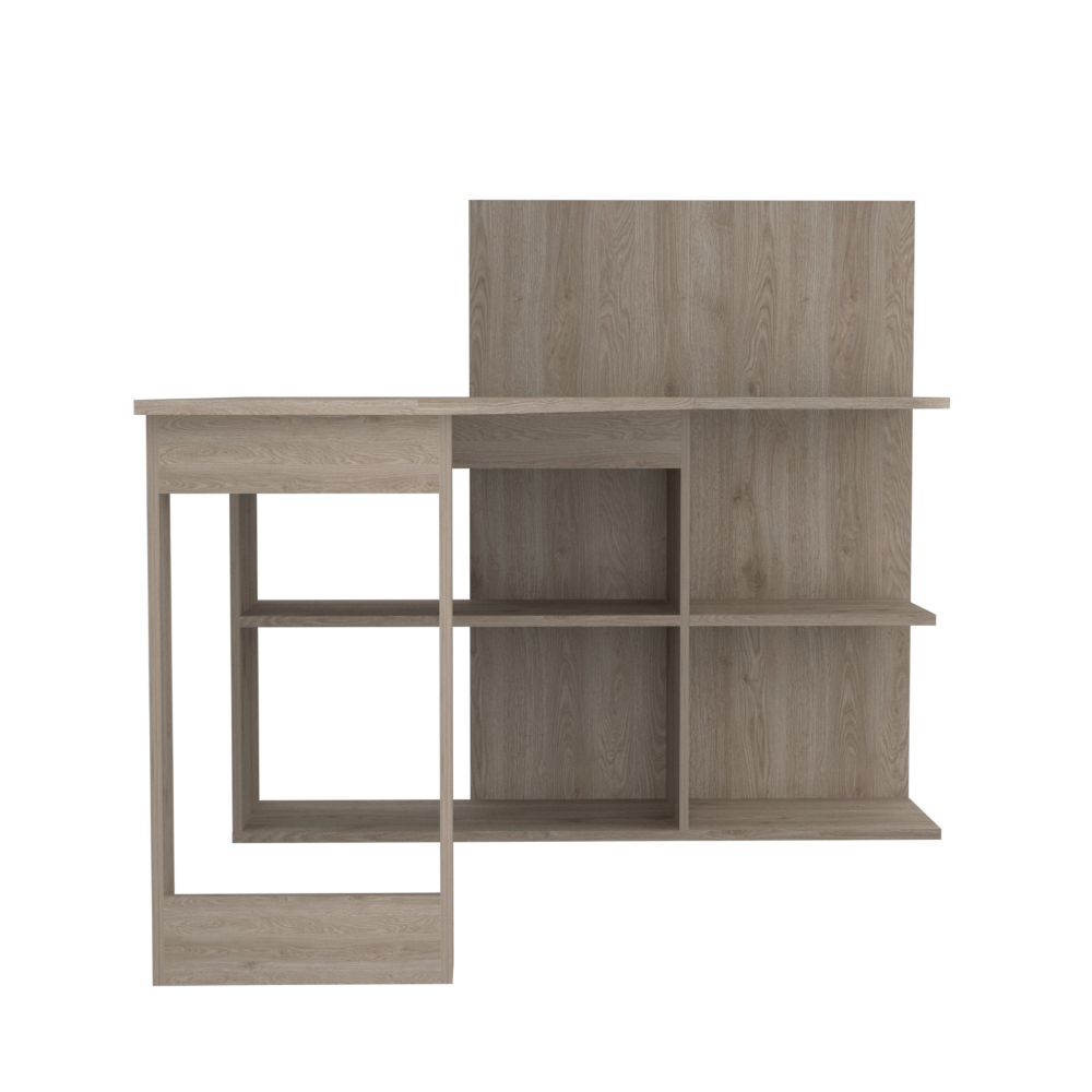 Computer Desk Mohave, Five Open Shelves, Light Gray Finish-2