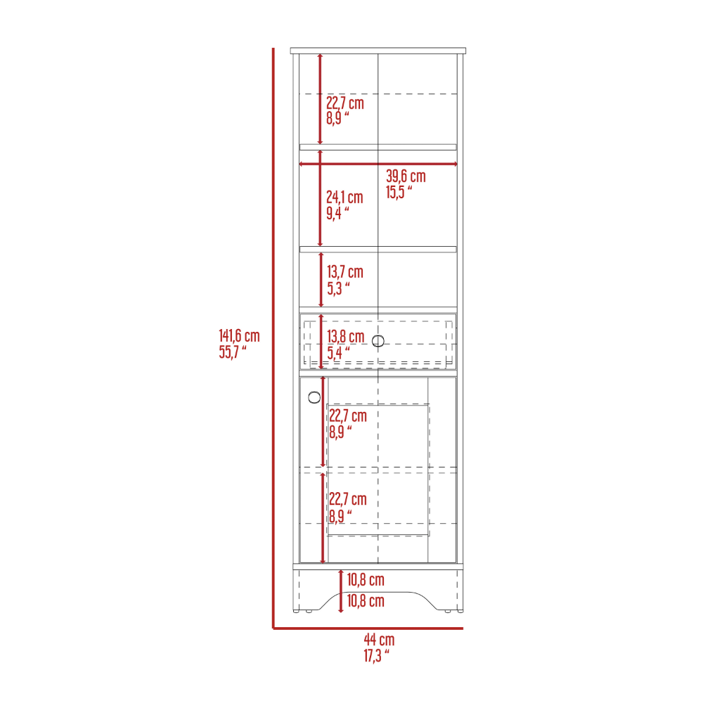 Linen Cabinet Burnedt, One Drawer, One Cabinet, Multiple Shelves, Light Gray Finish-4