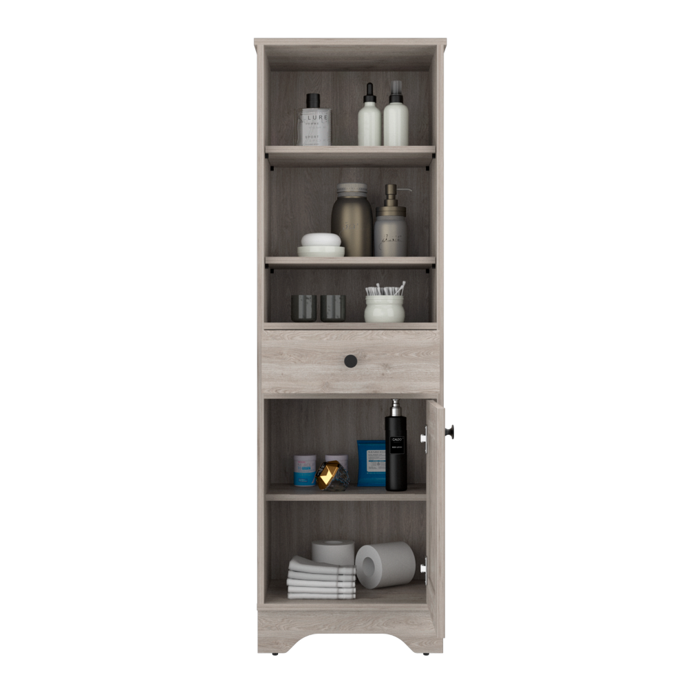 Linen Cabinet Burnedt, One Drawer, One Cabinet, Multiple Shelves, Light Gray Finish-1