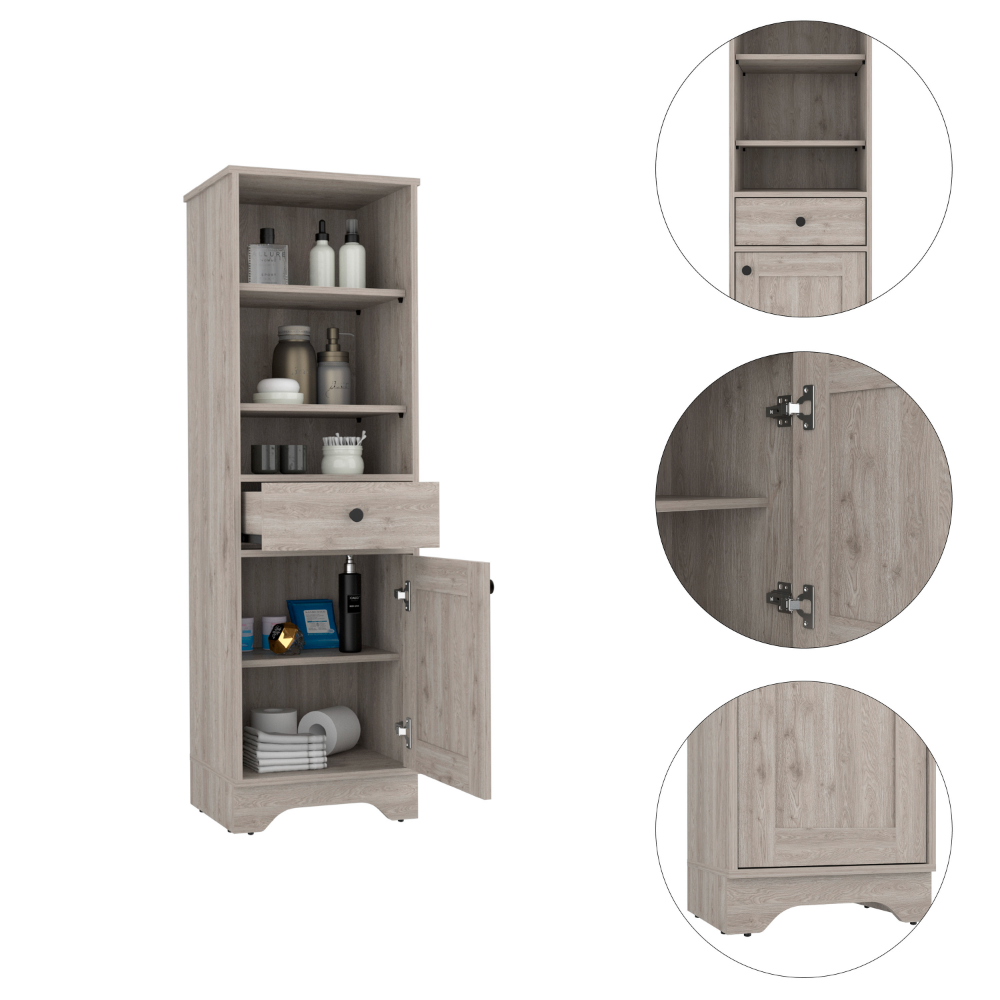 Linen Cabinet Burnedt, One Drawer, One Cabinet, Multiple Shelves, Light Gray Finish-3