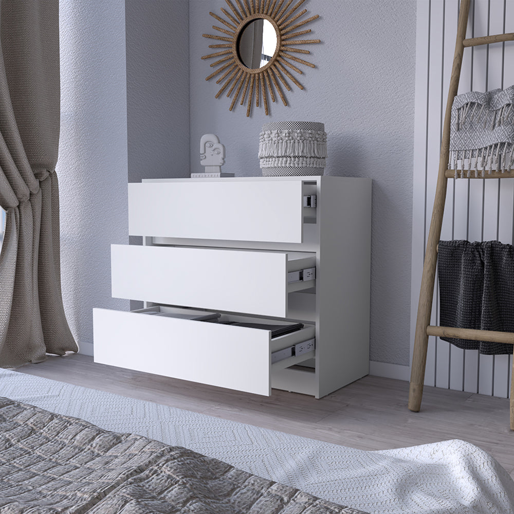 Dresser Maldus, Three Drawers, White Finish-1