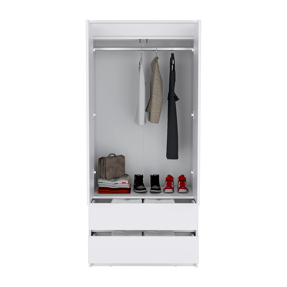 Armoire Closher, Two Drawers, White Finish-2