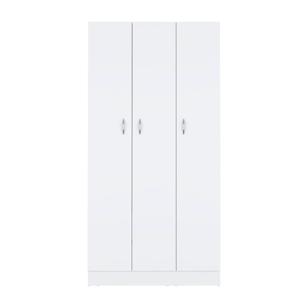 Wardrobe Erie, 4 Storage Shelves, 2 Drawers and 3 Doors, White Finish-3