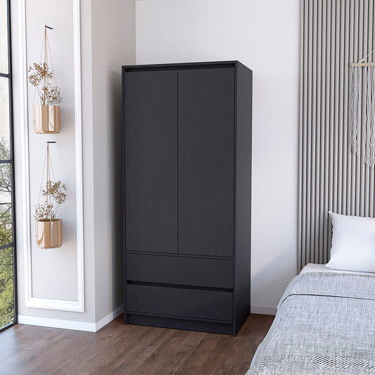 Armoire Closher, Two Drawres, Black Finish-0