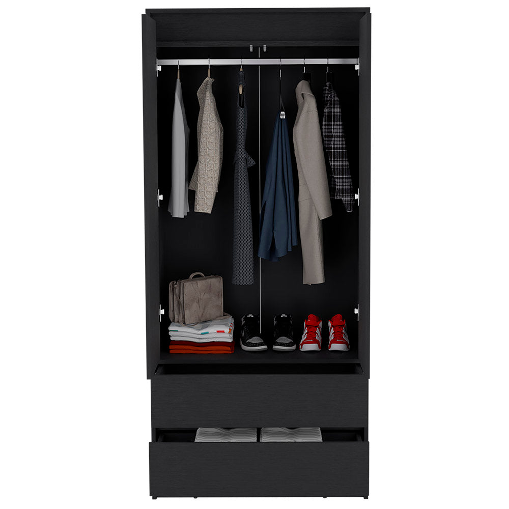 Armoire Closher, Two Drawres, Black Finish-2