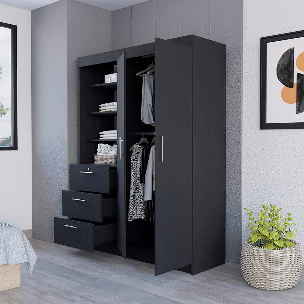 Armoire Rumanu, Three Drawers, Black Wengue Finish-1