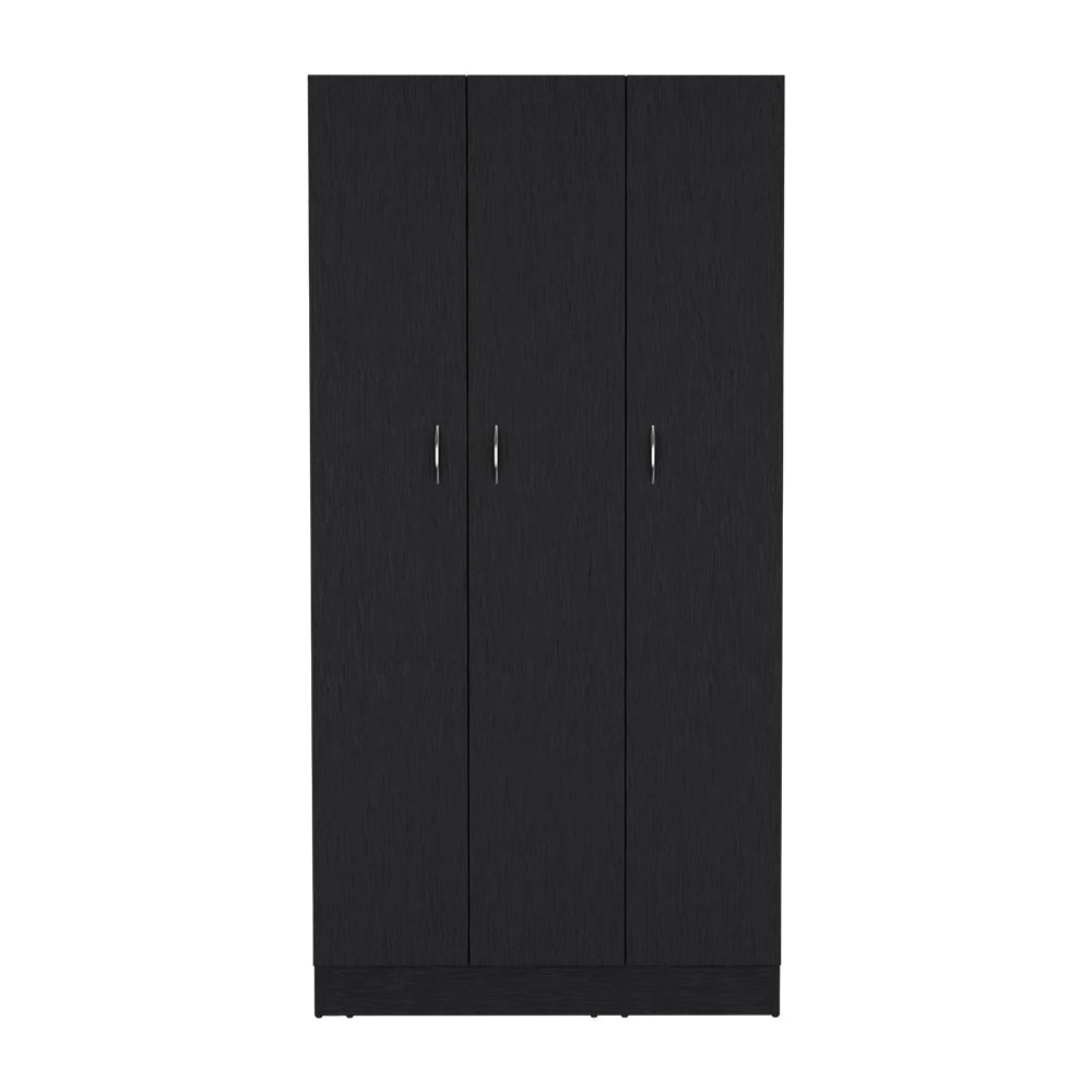 Wardrobe Erie, 4 Storage Shelves, 2 Drawers and 3 Doors, Black Wengue Finish-3