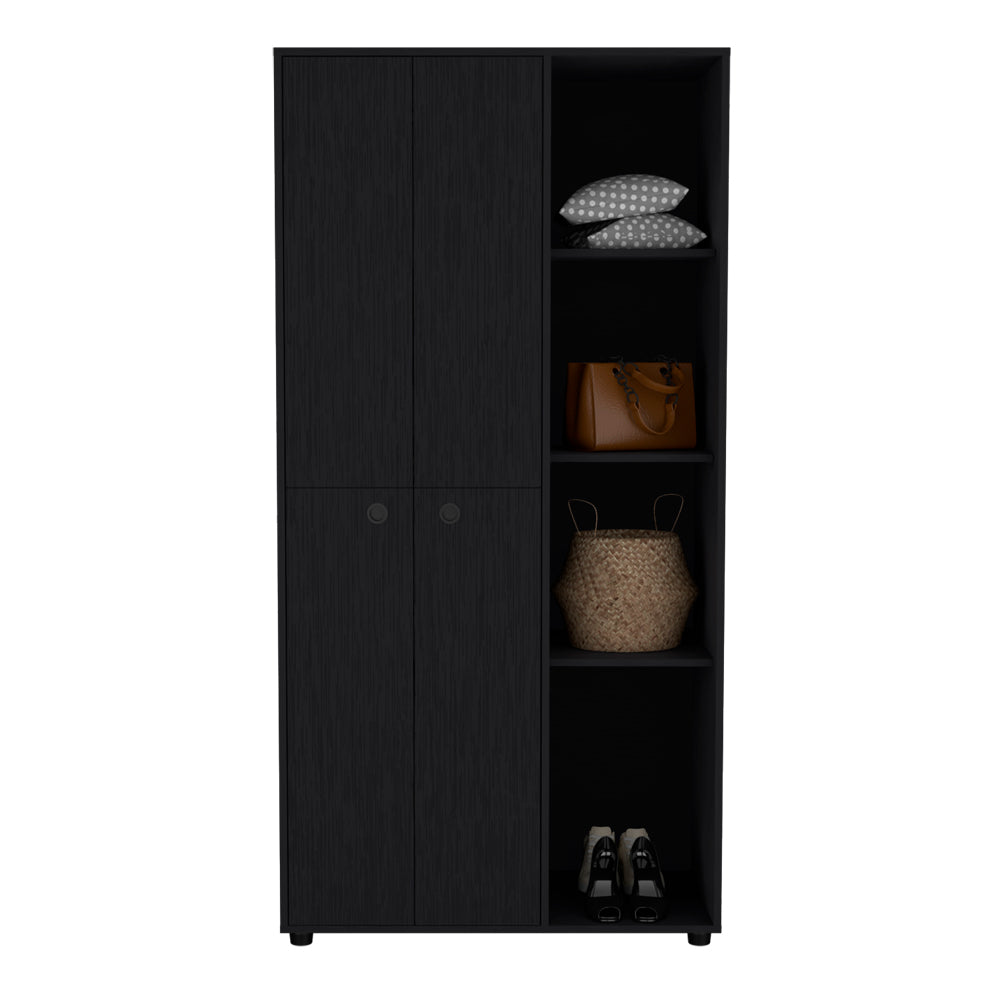 Armoire Boise, Drawer and 3 Tiered Shelves, Black Wengue Finish-3