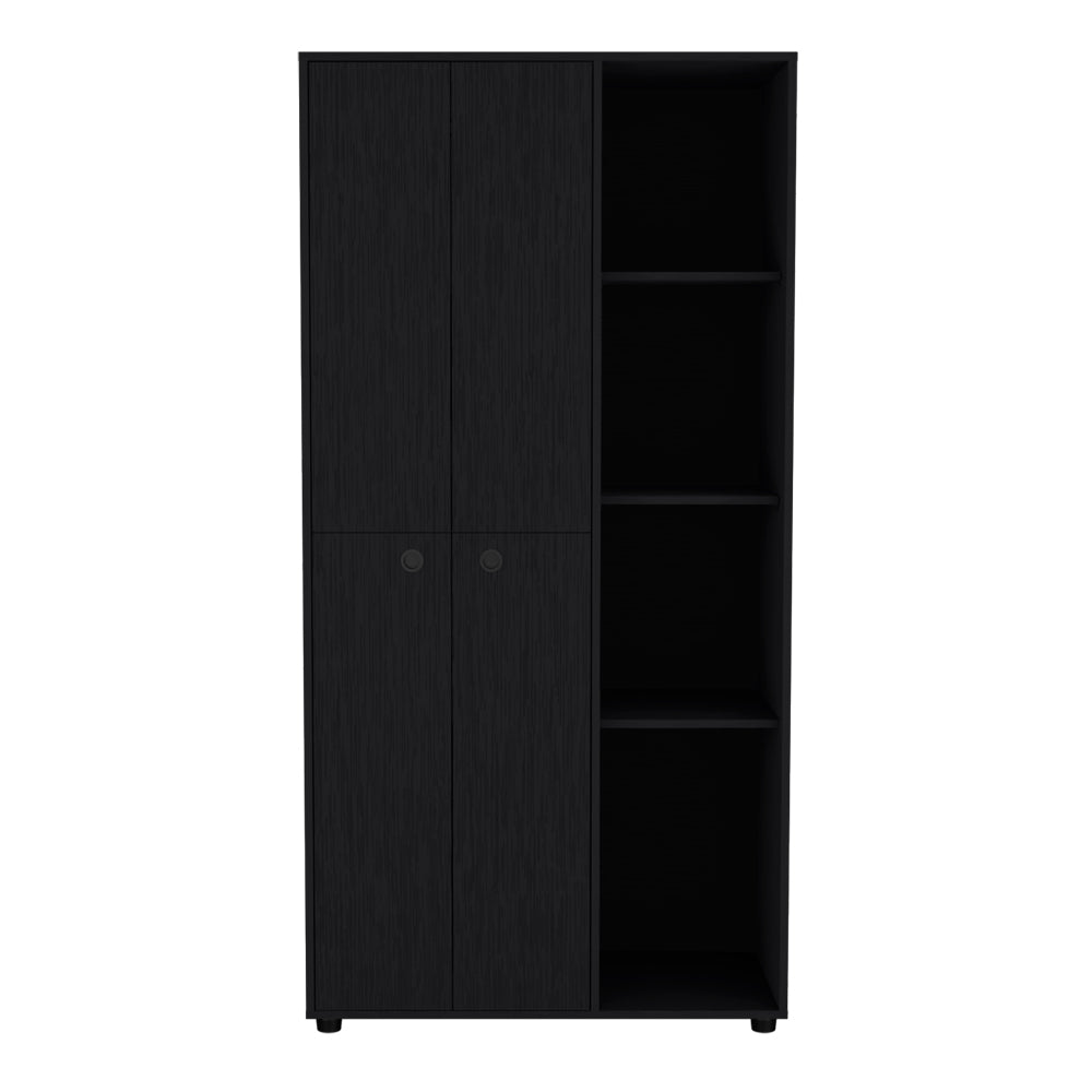 Armoire Boise, Drawer and 3 Tiered Shelves, Black Wengue Finish-4