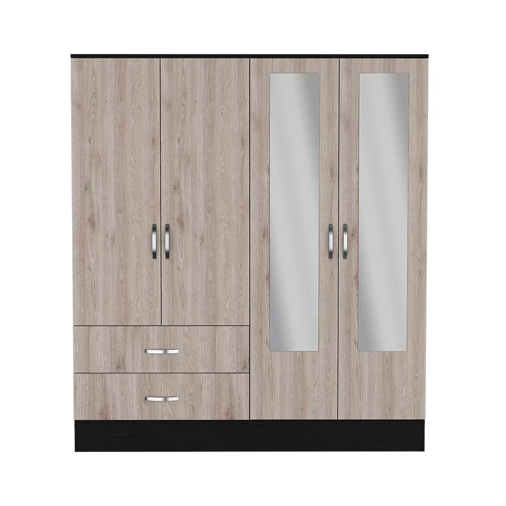 Armoire Ron, Double Door Cabinet, Black Wengue/ Light Gray Finish-4