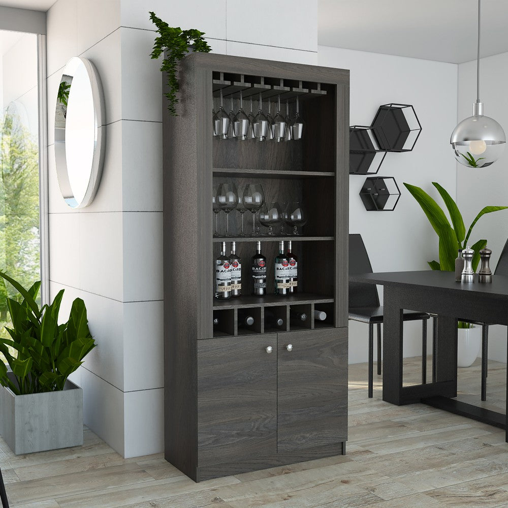 Bar Cabinet Margarita, Five Wine Cubbies, Carbon Espresso Finish-0