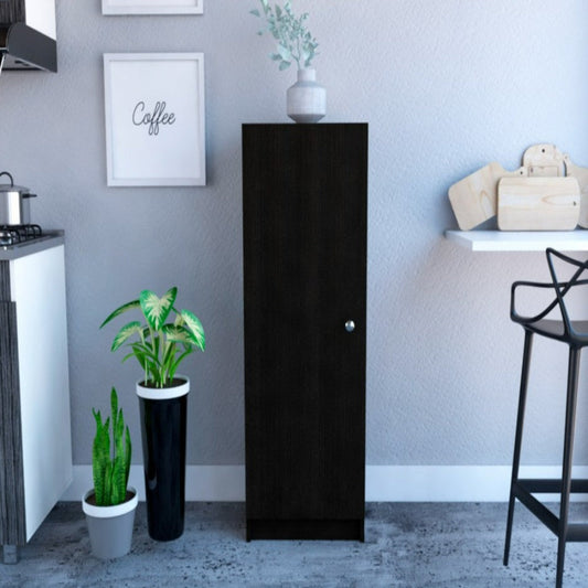 Pantry Miami, Single Door Cabinet, Black Wengue Finish-0