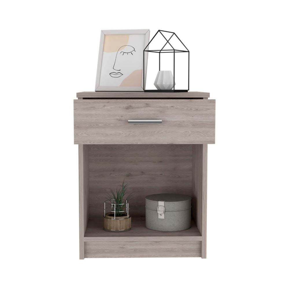 Nightstand Coco, Single Drawer, Lower Shelf, Light Gray Finish-2