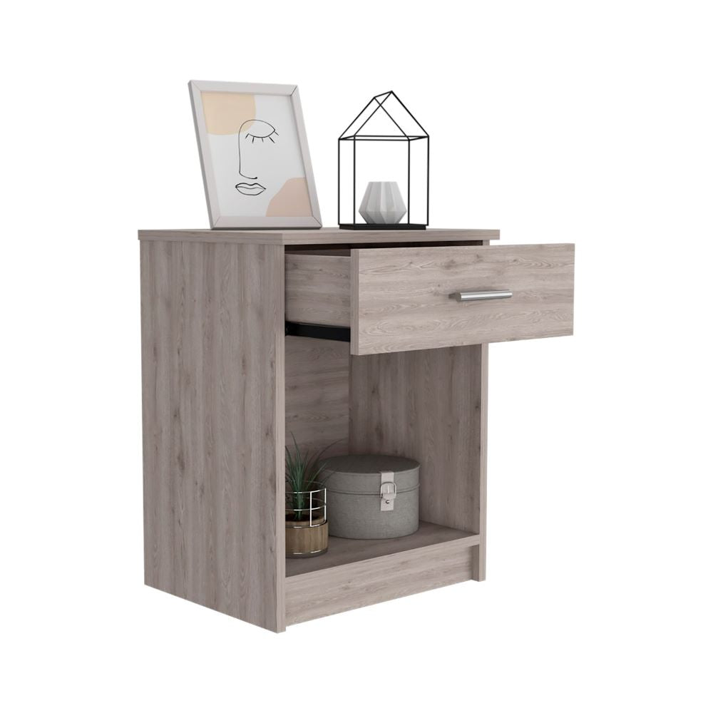 Nightstand Coco, Single Drawer, Lower Shelf, Light Gray Finish-4