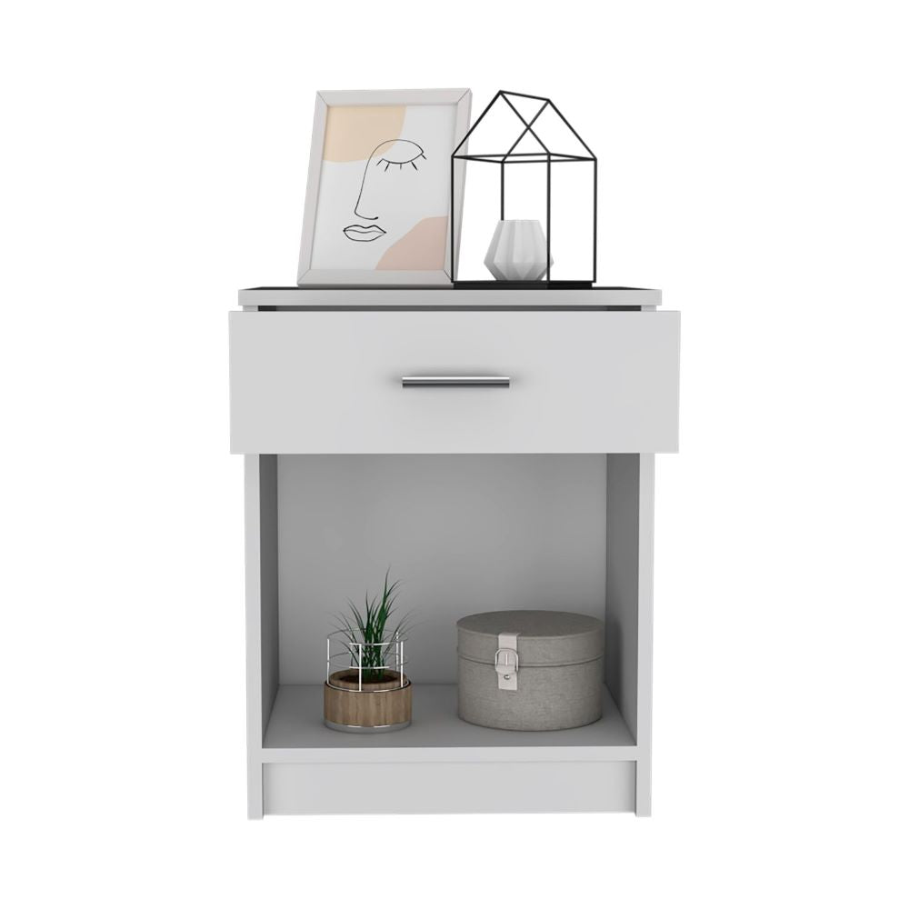 Nightstand Coco, Single Drawer, Lower Shelf, White Finish-2