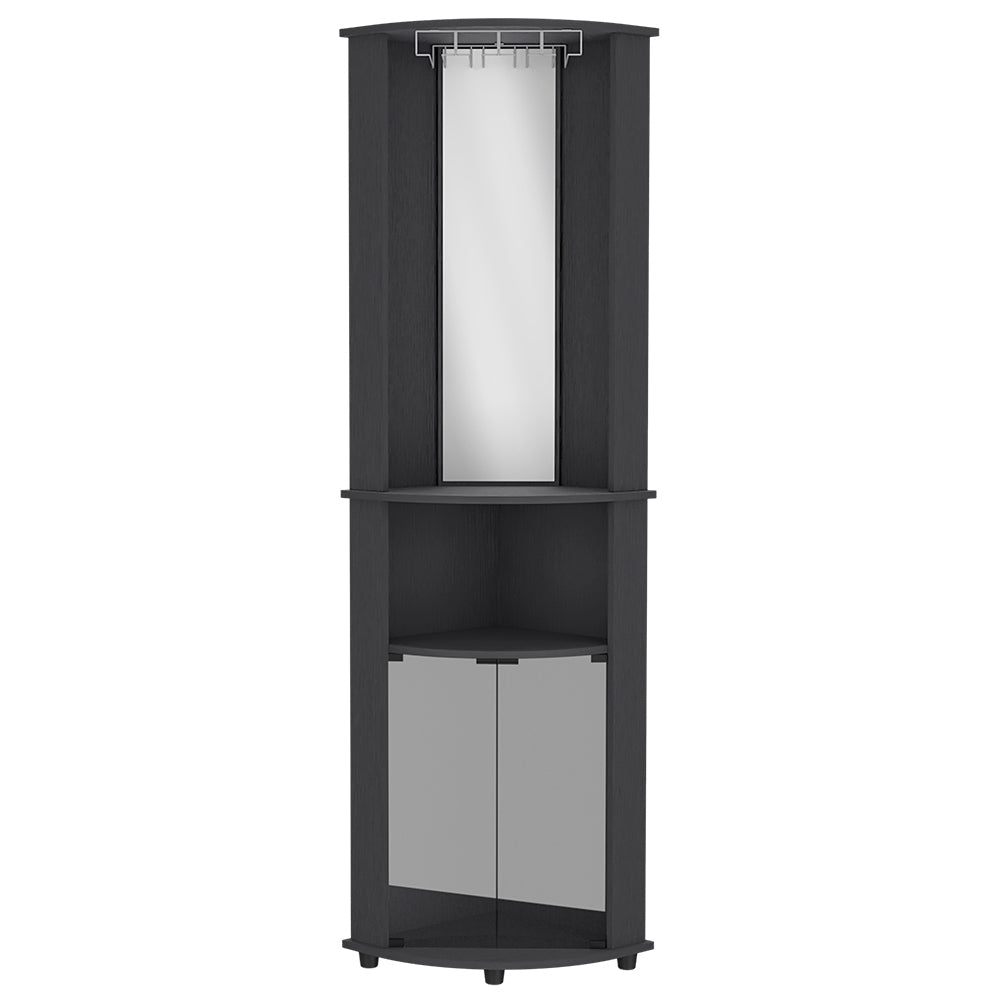 Corner Bar Cabinet Rialto, Three Shelves, Black Wengue Finish-2