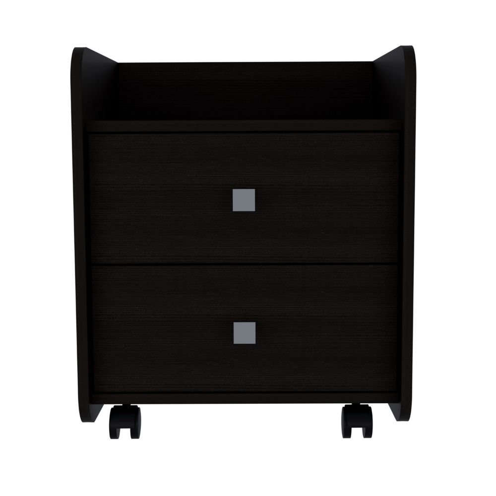 Nightstand Csmet, Metal Handle, Two Drawers, Black Wengue Finish-3