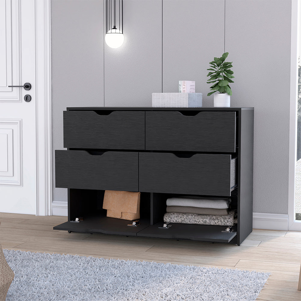 Dresser Curio, Four Drawers, Black Wengue Finish-1