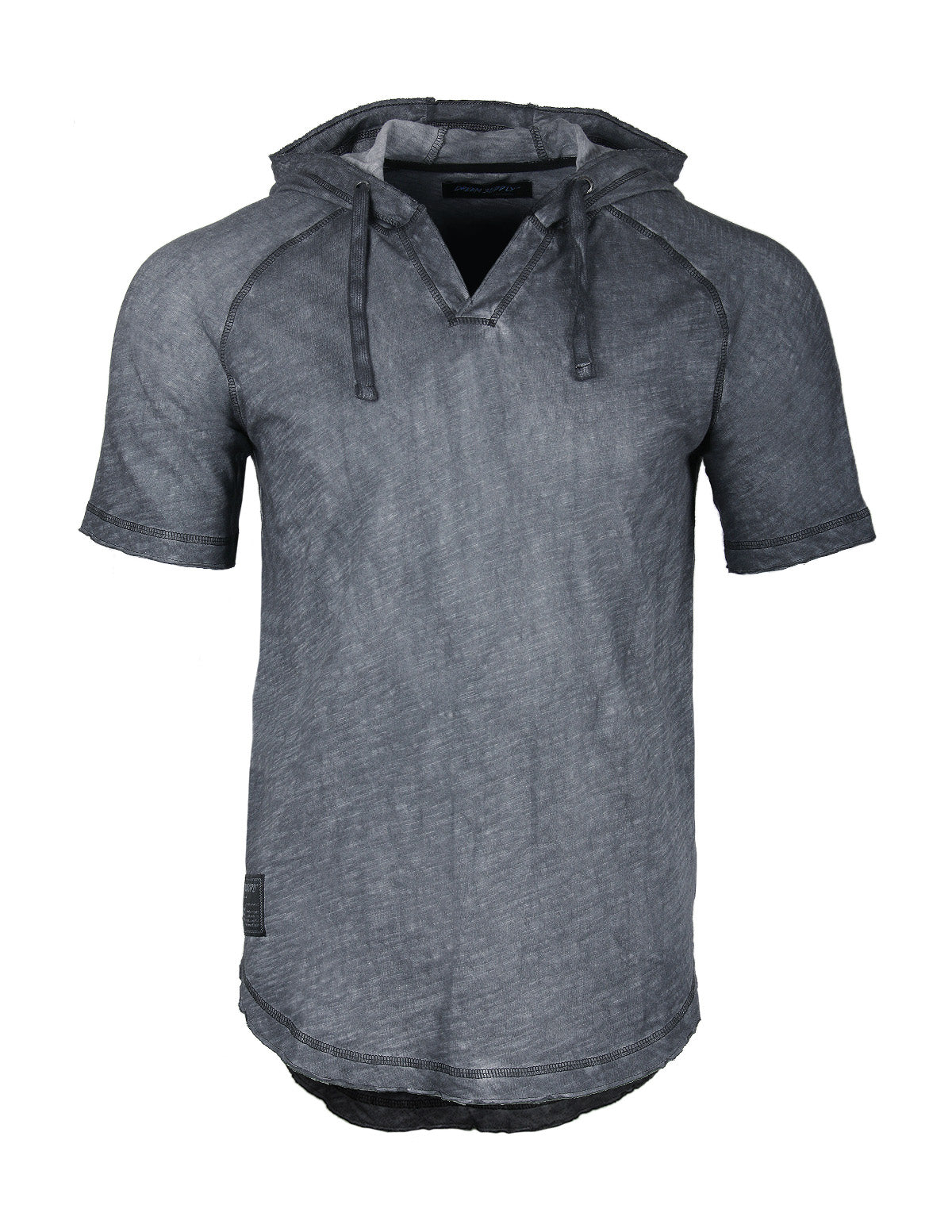 ZIMEGO Short Sleeve Vintage Garment Dyed Hooded Raglan Henley-3