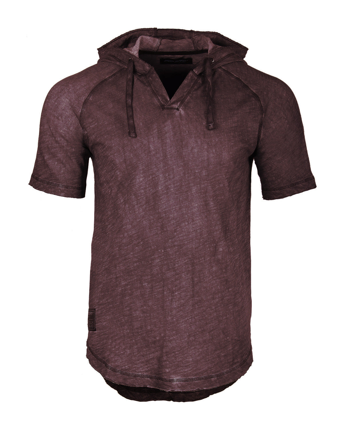 ZIMEGO Short Sleeve Vintage Garment Dyed Hooded Raglan Henley-5