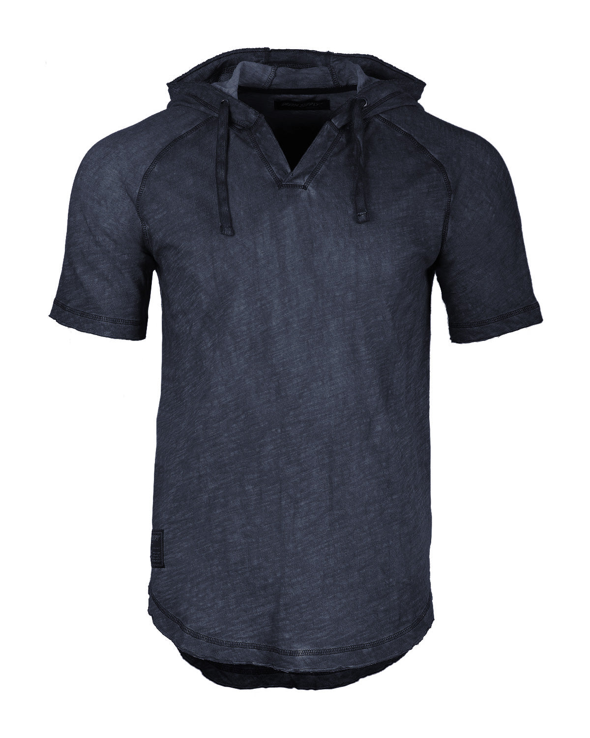 ZIMEGO Short Sleeve Vintage Garment Dyed Hooded Raglan Henley-1