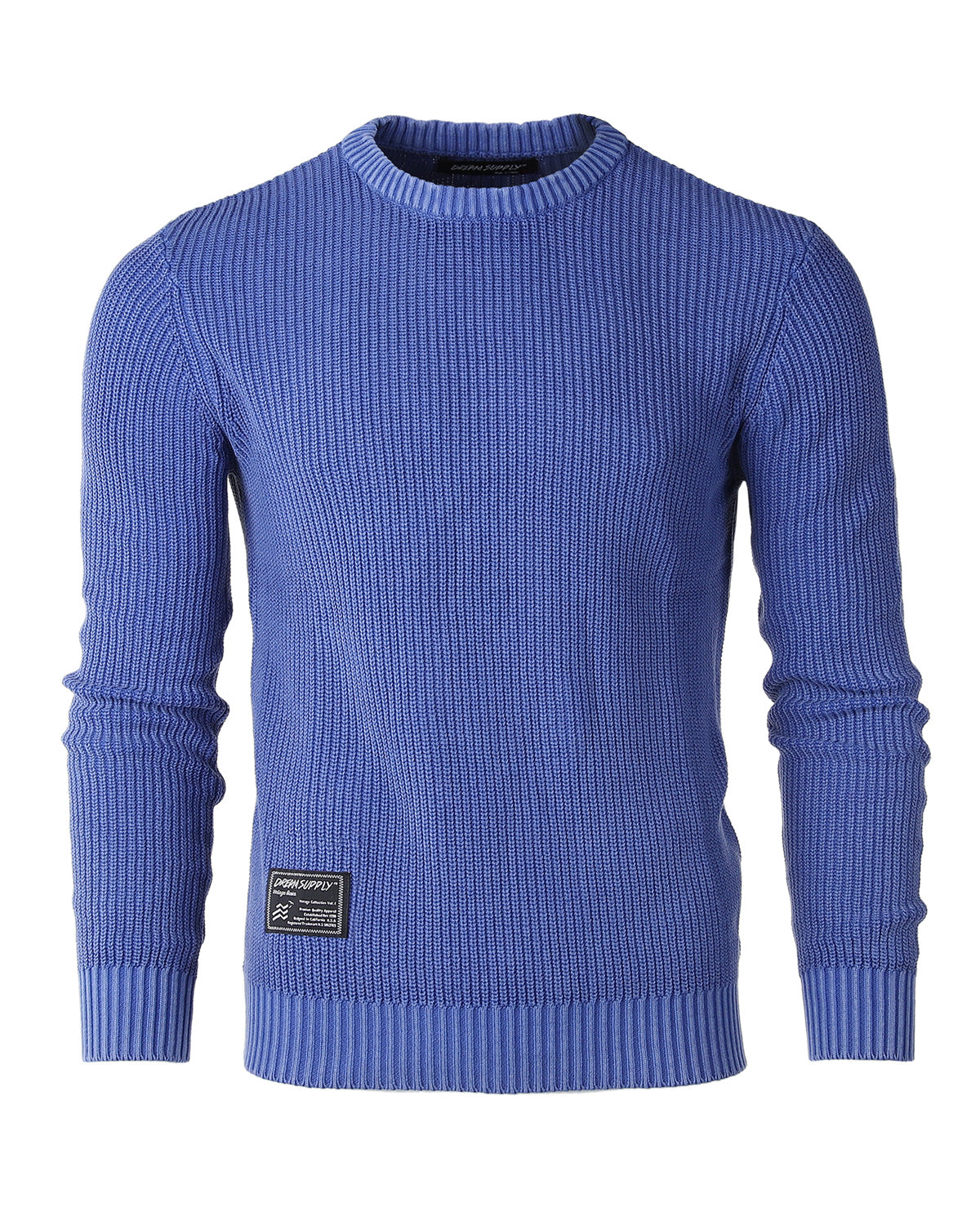 ZIMEGO Mens Long Sleeve Stone Washed Vintage Crewneck Pullover Sweater-0