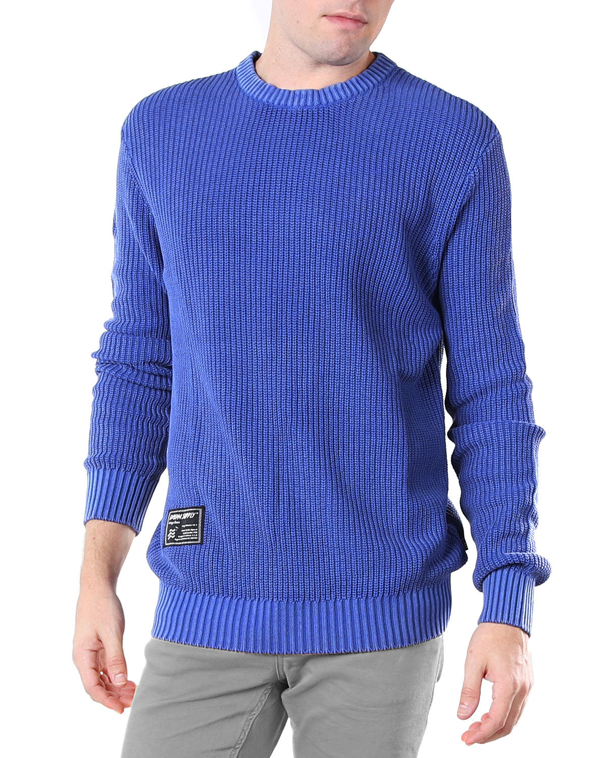 ZIMEGO Mens Long Sleeve Stone Washed Vintage Crewneck Pullover Sweater-3