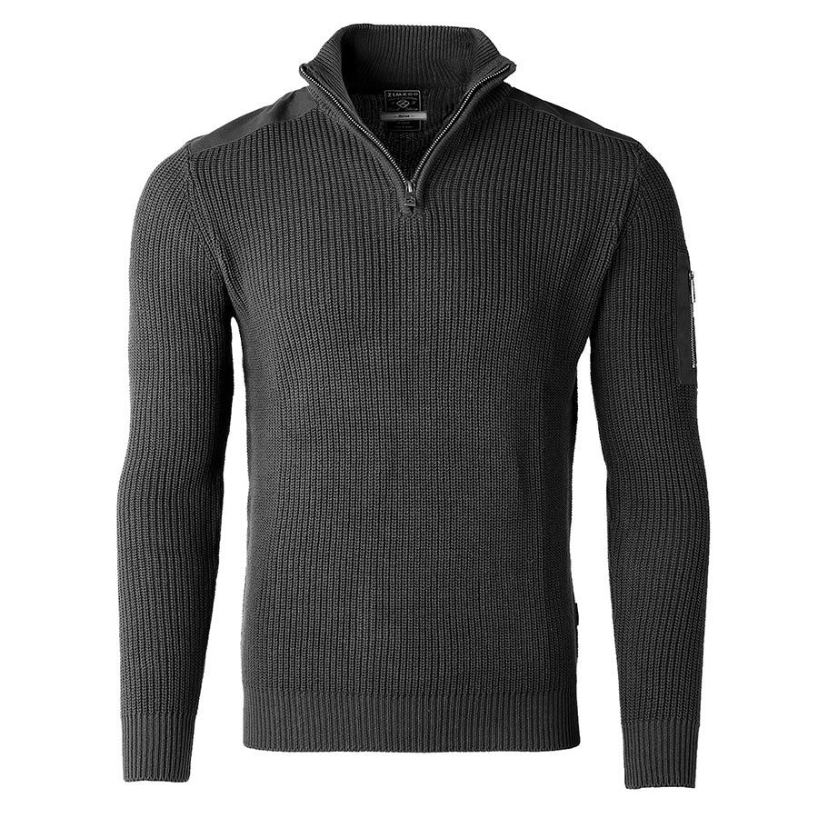 ZIMEGO Mens Long Sleeve Pullover Quarter Zip Mock Neck Polo Sweater-1